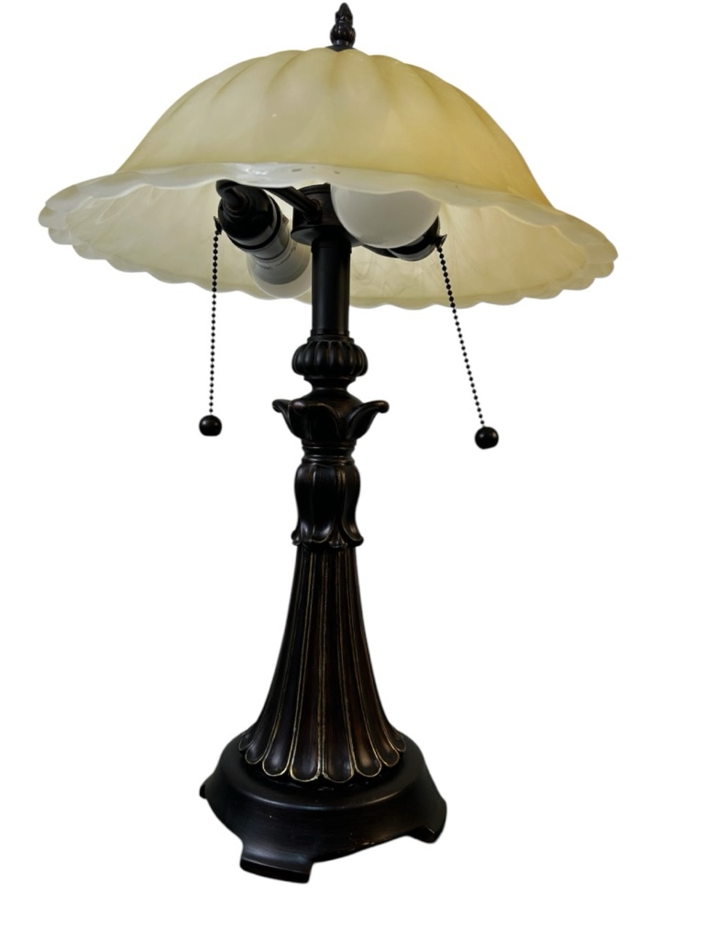 Vintage-Inspired Brown Fairy Lamp with Cream Glass Shade - Picture 2 of 7